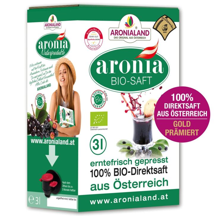 [1111] Bio Aroniasaft 3L, GOLD-PRÄMIERT - 60-150 Portionen