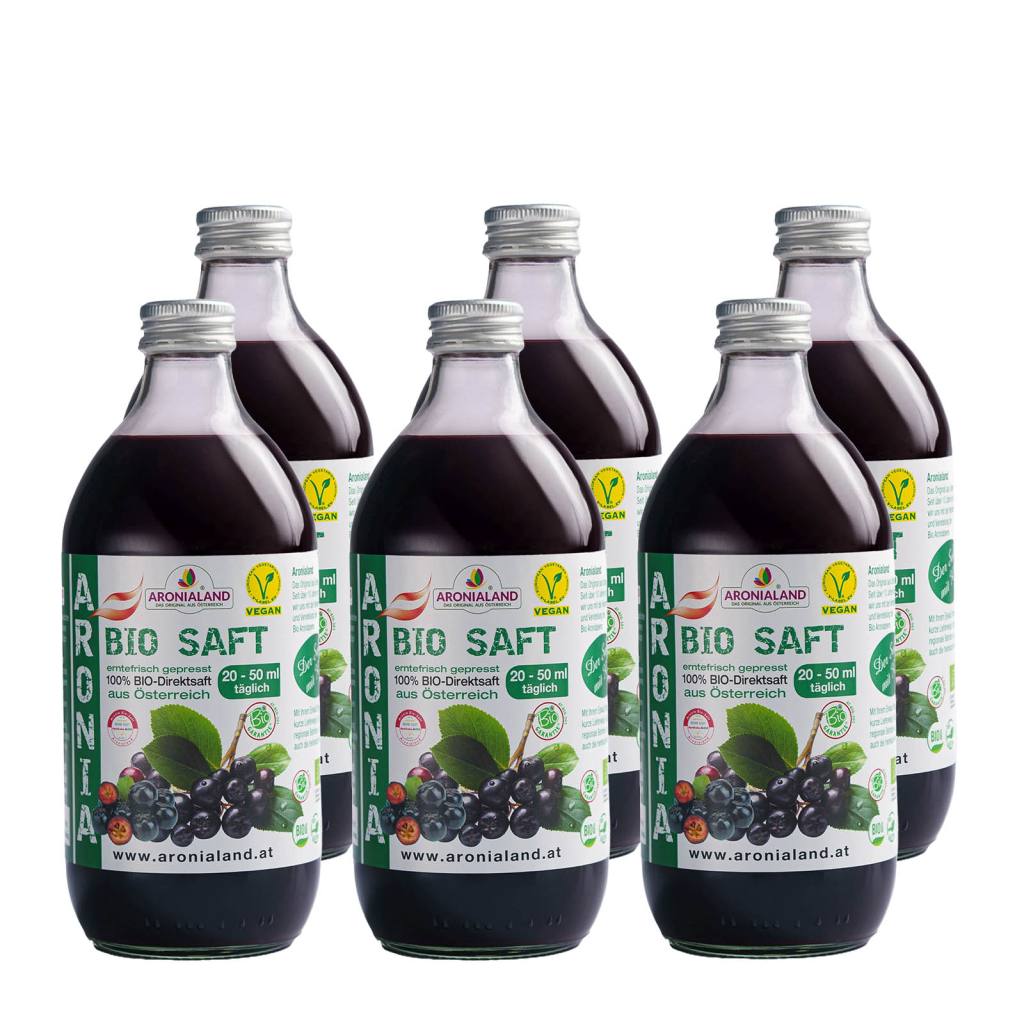 Bio Aroniasaft (6 x 0,5L) 20-50ml täglich (658mg OPC/ 20ml)
