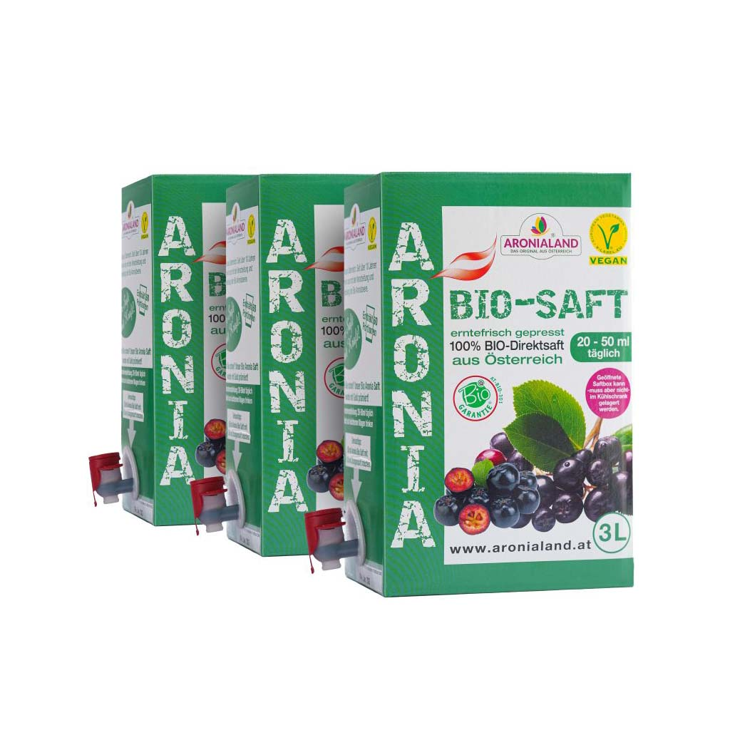 Succo di Aronia biologico dall'Austria (3 x 3L)